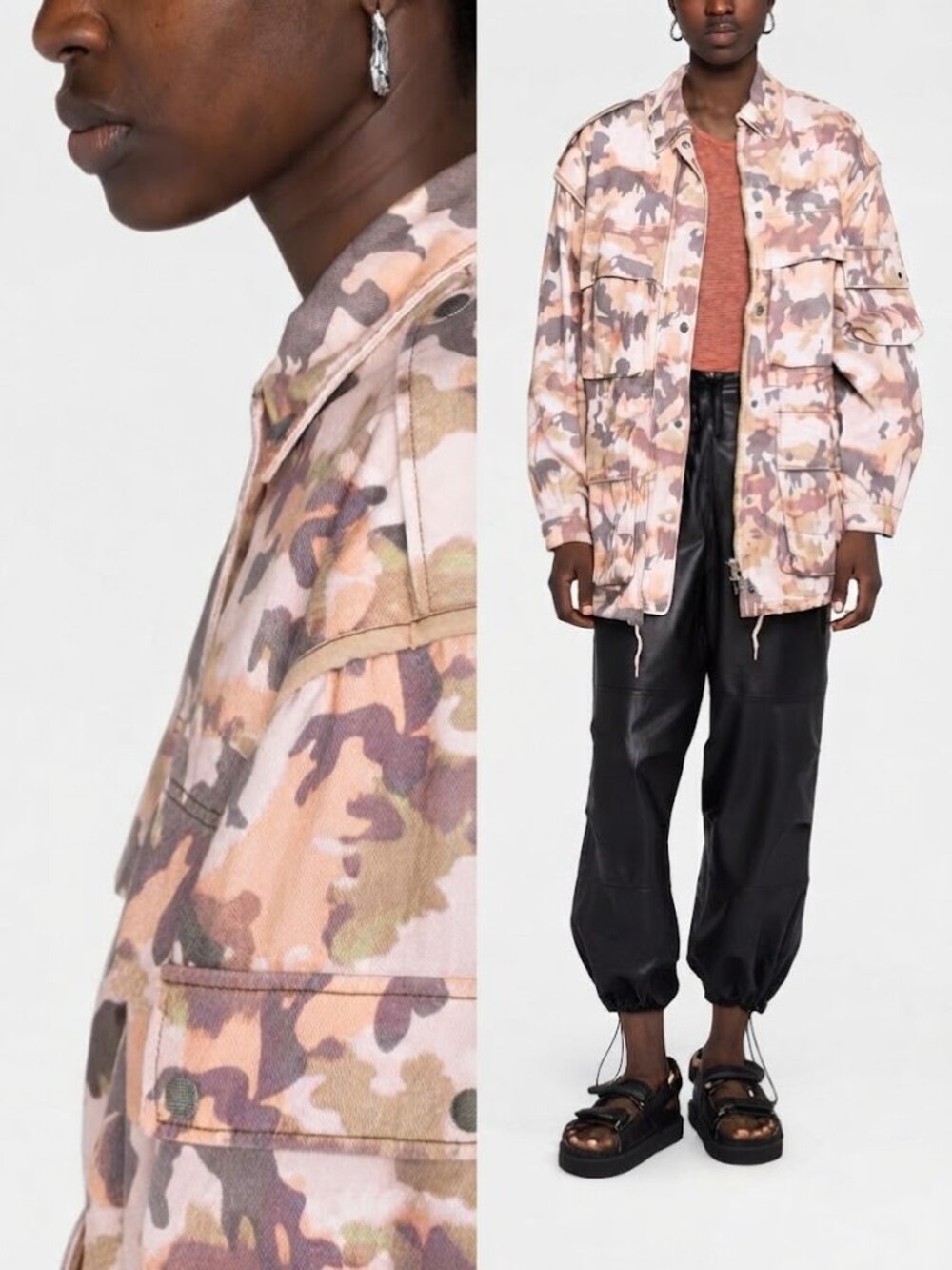 Isabel Marant Women's Camo Utility Jacket Sz 38 US M Soft Military Street Chic